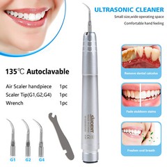 Dental Metal Ultrasonic Air Perio Scaler Handpiece Hygienist 2-Hole W/ 3 Tips st