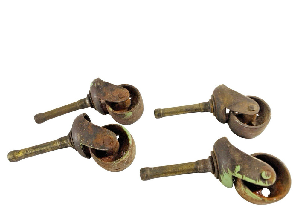 4 VTG Restoration Hardware Industrial Stem Type Furniture Swivel Caster Wheels