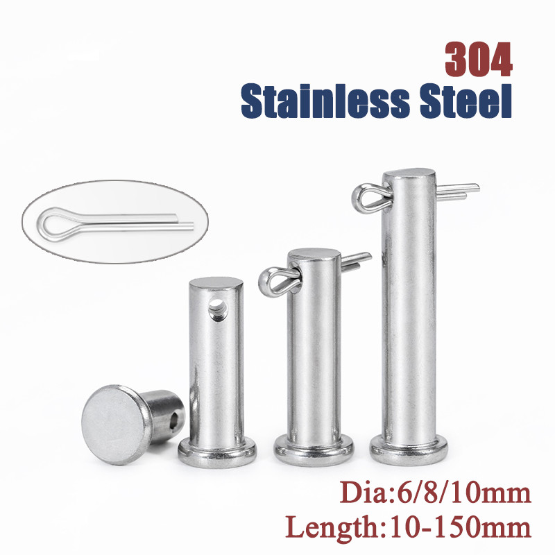Flat Head Clevis Pins Through Hole 304 Stainless Steel With Cotter Pin Φ6/8/10mm