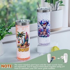 20 Oz 8 Pack Double Wall Pre Drilled Sublimation Storyboard Snow Globe Tumble…