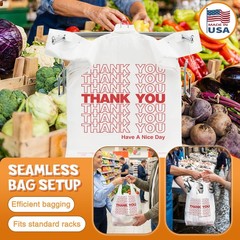 Glotoch Thank You Plastic Bags with Handle White (350 Count), 11.5 x 6.5 x 21…