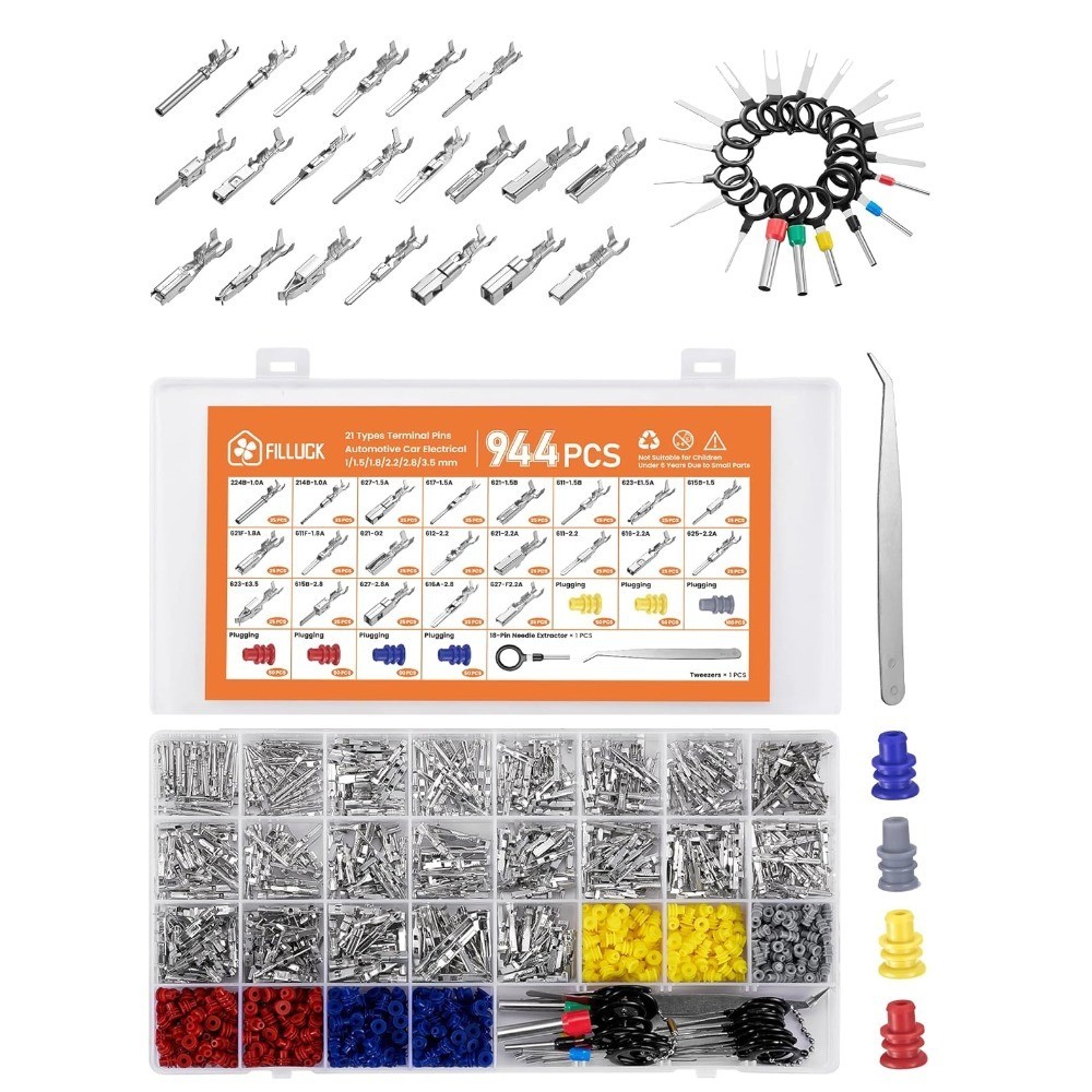 Pin Connector Kit for Car Electrical Wire Connectors Terminal, 944 Pcs