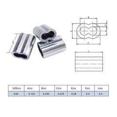 HIGOOD Aluminum Crimping Loop Sleeves Rope for 3/32”,Aluminum Alloy, PK 100