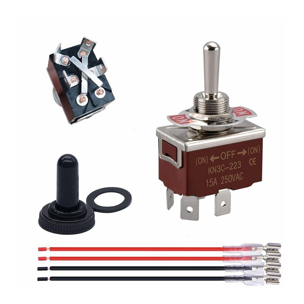 Momentary Reverse Polarity Switch 12V 30A RV Jack DPDT 4 Pin (ON)-Off-(ON) C457