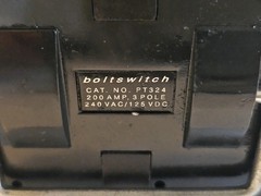 Boltswitch PT324 200A 3-Pole 240VAC / 125VAC – Head Unit And Class T Fuses