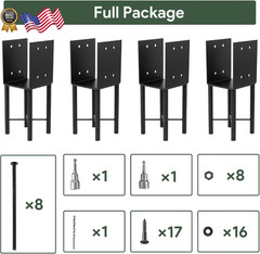 4 Pcs 6″x6″ Heavy Duty U-Shaped Post Base for Concrete Wet Concrete Post Anc