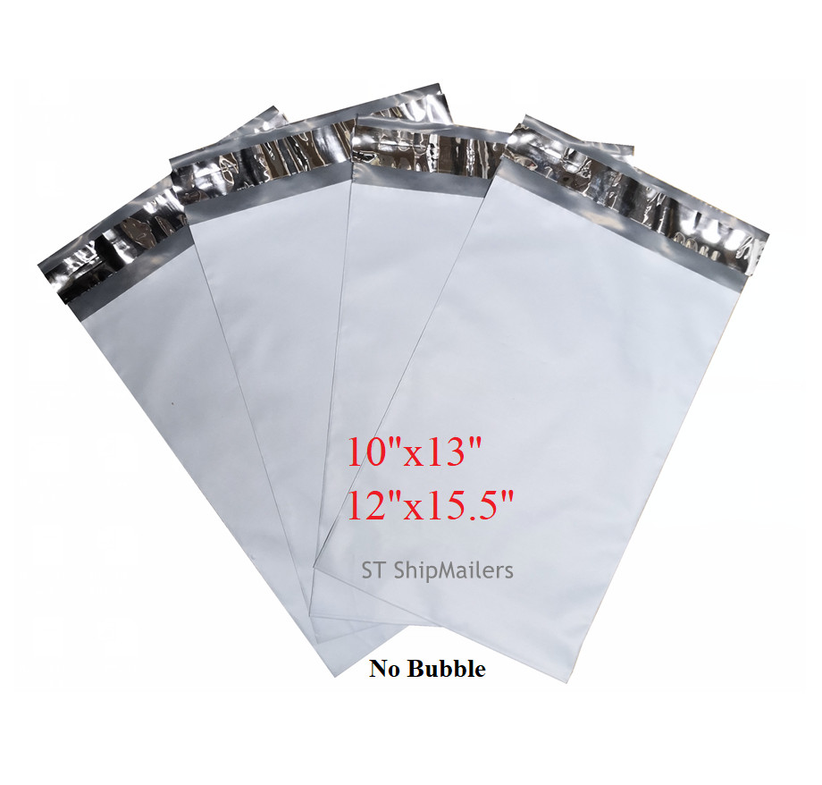 200 Combo 100 10X13 & 100 12X15.5 White Poly Mailer Self Sealing Shipping Bags