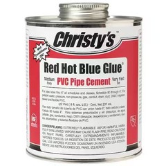 Christy’s Red Hot Blue Glue PVC Pipe Cement 4 oz Fast Set Adhesive
