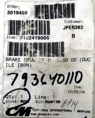 NEW CM 010241900S BRAKE DRUM C7G 793640110