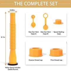 3 Pack Gas Can Spout Replacement Flexible Fuel Nozzle Vent Cap Accessories Kit