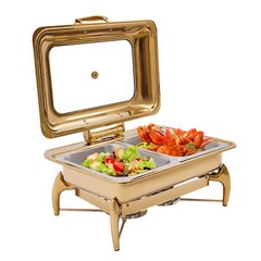 Gold 9QT Roll Top Chafing Dish Buffet Set Stainless Steel with Fuel Holder Home~