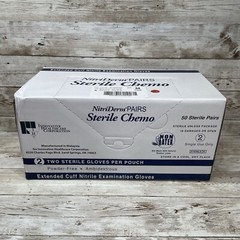 1 Case NitriDerm PAIRS Nitrile Surgical Gloves Sterile Chemo, Size MED Exp: 8/26