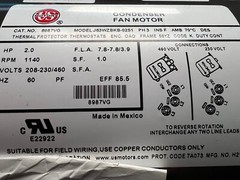 US MOTORS CONDENSER FAN MOTOR – 2.0hp-1140rpm-208-230/460v-60hz- New open box