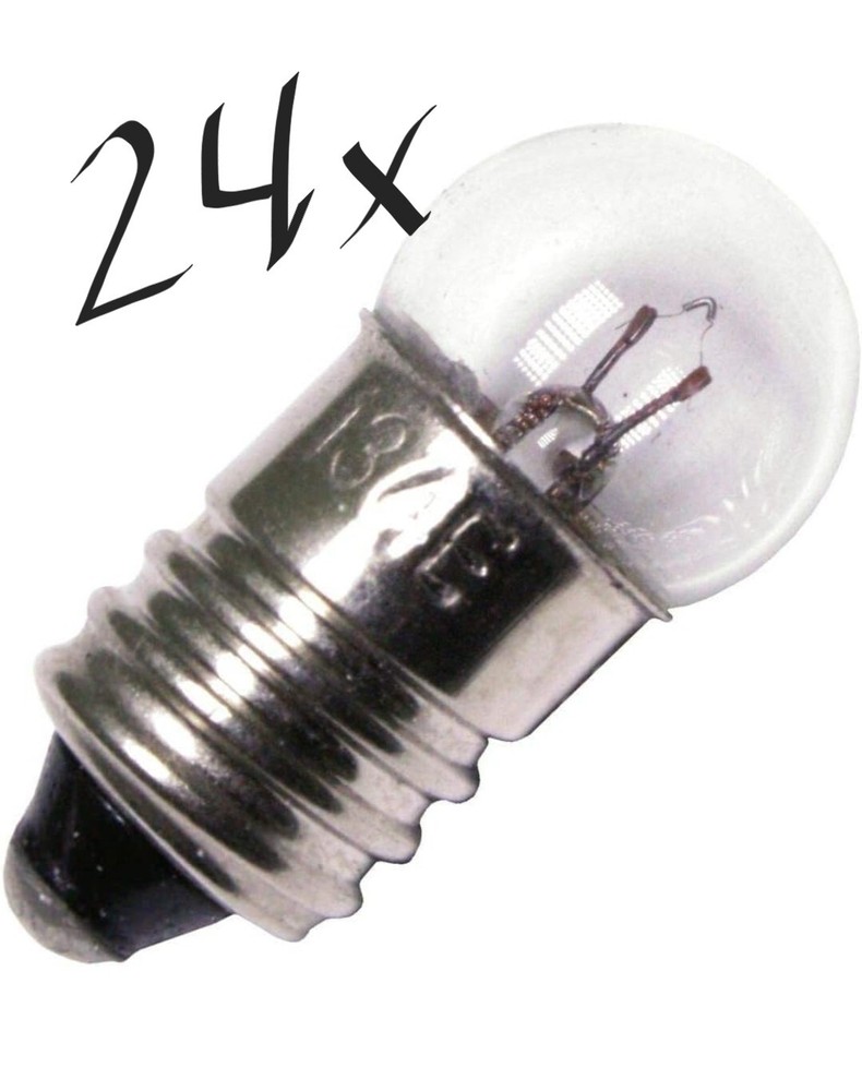 24x #14 Miniature Light Bulbs, 2.47 V, 0.3 A E10 Screw Base G-3.5 Shape