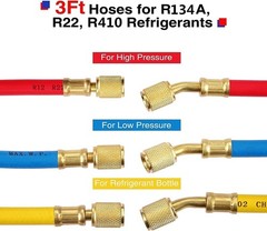 R410A 3-Way AC Manifold Gauge Set for R410A R22 R134A R404A w/ Hoses Adapters