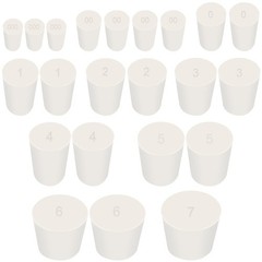29Pcs White Solid Rubber Stoppers 10 Assorted Sizes