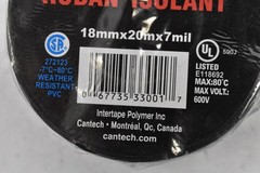 Lot Of 12 Cantech Electrical Tape No. 330-01 18mm X 20m 7mil Black Vinyl
