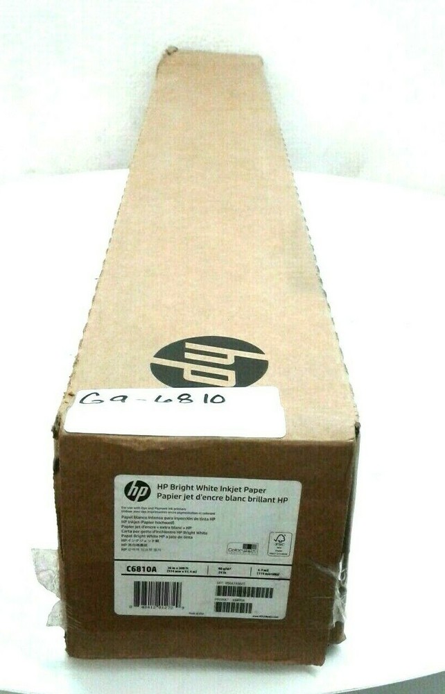 HP Bright White Inkjet Large Format Paper 4.7 mil 36″ x 300′ 24 lb C6810A