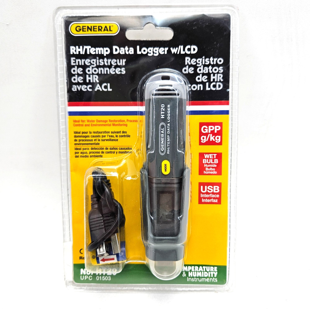 General HT20 Usb Rh/Temperature Data Logger w/ Lcd -4 To 158 °F/ -20 To 70 °C