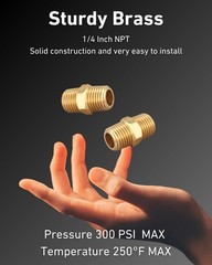 Brass Hex Nipple 1/4 Inch NPT Pipe Adapter Set of 4 – Durable Connections