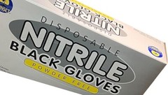 SUNSET DISPOSABLE NITRILE BLACK GLOVES 2 BOXES OF 100 EXAM GRADE POWDER FREE “L”