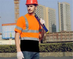 Hi Vis ANSI Class 3 Reflective Tape Safety Work Shirt Black Front Bottom Tshirts