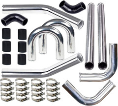 2″ 8-Pcs Universal Intercooler Pipe Piping Turbo Polished Aluminum Kit with Sili