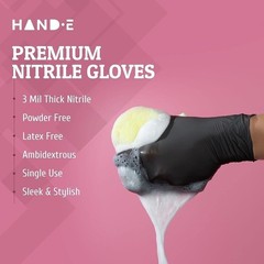 Black Nitrile Disposable Gloves Large 50 Ct BBQ Tattoo Hair Dye Cooking