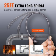 VEVOR 12V Electric Drain Auger 25FT Plumbing Snake Auto Feed for 3/4″-2″ Pipes