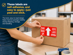Spanish Labels – This Side Up 2×3 Glass Fragile Stickers 500 Each, 1-40 Rolls
