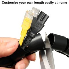 Spiral Cable Wrap Wire Cord Wraps 3/4 inch 9ft Black PE Polyethylene Flexible