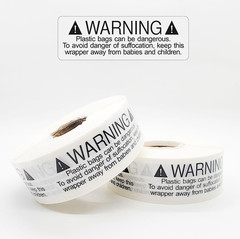 1000 Labels 1X3 Inch Transparent Suffocation Warning Label Choking Hazard Self A