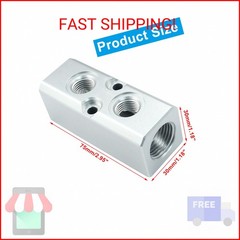 Litoexpe 2 Way Pneumatic Manifold Air Distribution Block, G1/2 Supply Port, G1/4