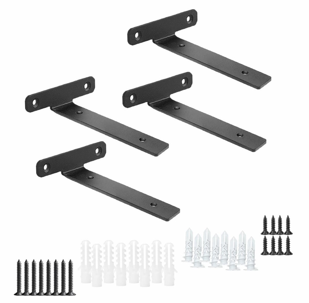 4 Pack Floating Shelf Brackets, 4 Inch Heavy Duty Industrial Wall Shelf Bracket