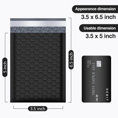 UCGOU Bubble Mailers 3.5×6.5 Inch Black 50 Pack Padded Envelopes Usable