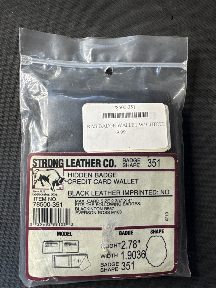 Strong Leather Co. Hidden Badge Credit Card Wallet Shape # 351