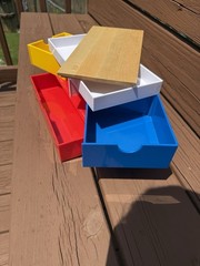 LEGO Storage Drawer Desk Organizer Red Blue Yellow White Wood Look Top