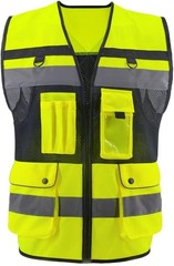 OPLERAI Safety Vest Unisex SIZE 4XL Sleeveless Yellow Multi-Function Pockets NEW
