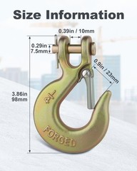 WENHUALI 1/4″ Chain Hooks, 4 Pcs Clevis Slip Hook with Safety 1/4 in-4pc