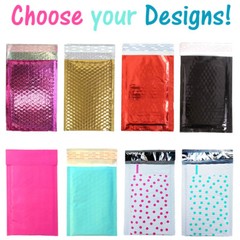 4×8″ Pink,Teal, Gold Polka Dot Poly Bubble Mailers, Padded Shipping Envelopes