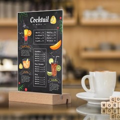 8.5×11 inch Acrylic Sign Holder with Wood Base Vertical Slant Back Display