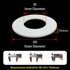 PTFE Round Flat Shim Washers ID 3-160mm x Thick 1.25mm Flange Sealing Gasket