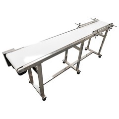 110V 82.7″*7.8″ Food Grade White PU Belt Conveyor Stainless Steel Body 120W