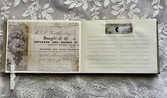 junk journal hand made canvas lace raffia bow 6 1/2 x 9 1/4 in. approx 80 pgs.