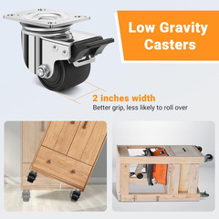 2.5 Inch Heavy Duty Stainless Steel Low Gravity Casters, SUS 304 Industrial Grad