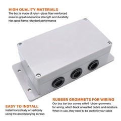 12-48V Heavy Duty 500A Bus Bar Tin-Plated Copper Block 6xM8(5/16″) Studs Wate…