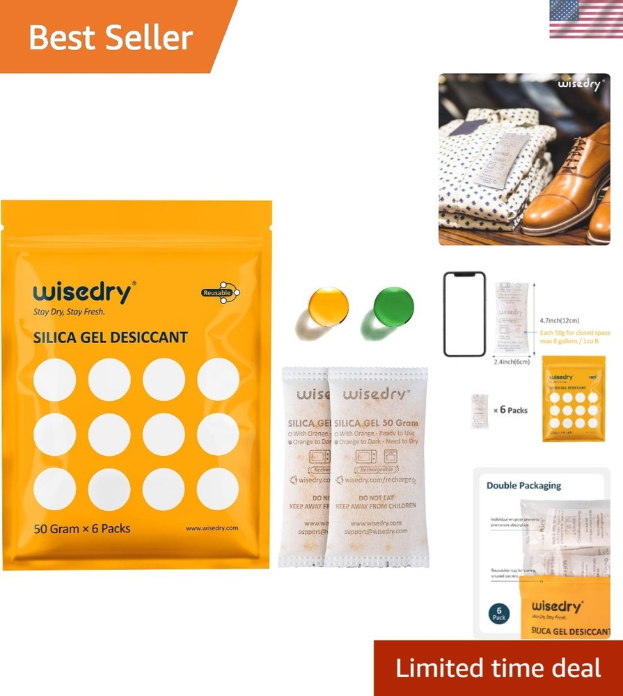 Rechargeable Silica Gel 50g [6 Packs] – Innovative Moisture Control for Food