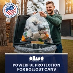 Plasticplace 95-96 Gallon Garbage Can Liners 2 Mil Clear Heavy Duty Trash Bags