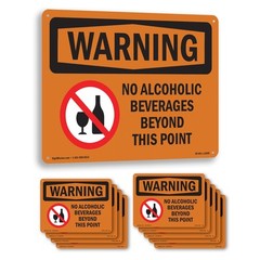 No Alcoholic Beverages Beyond This Point OSHA WARNING Sign, Decal 5 or 10 Pack