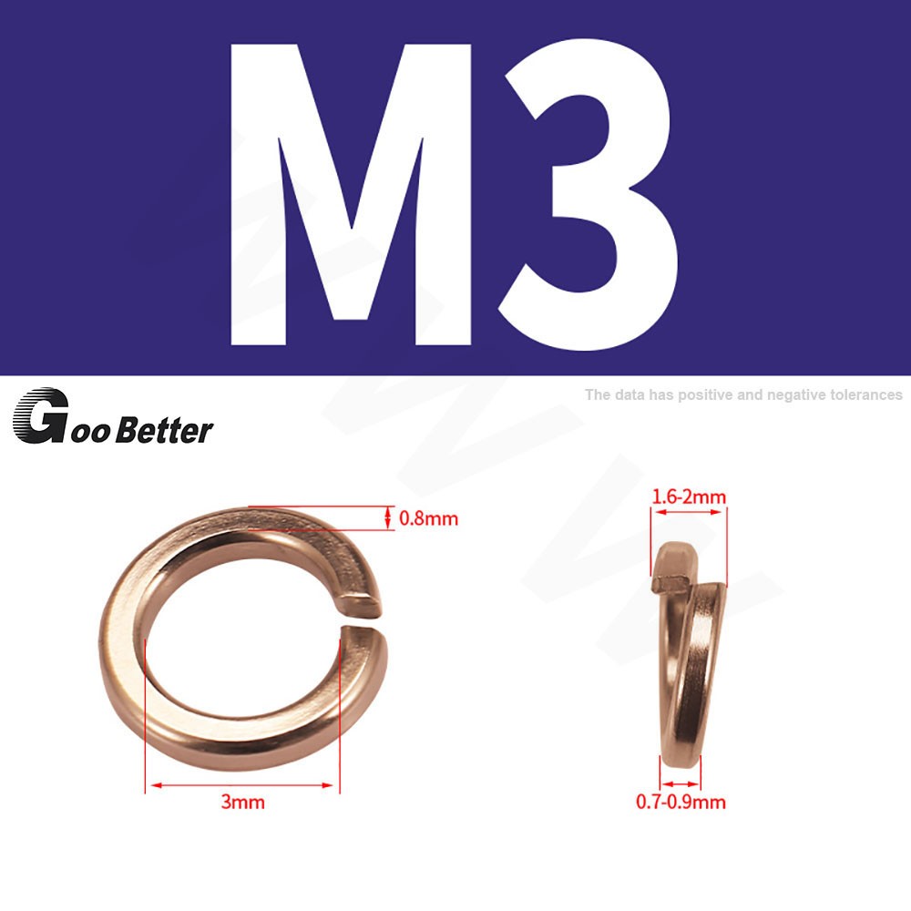 Brass Split Lock Washers Bronze Spring Square Section M3 M4 M5 M6 M8 M10 M12